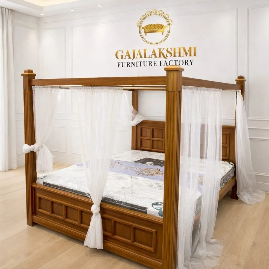 Teak Four Poster Canopy Cot